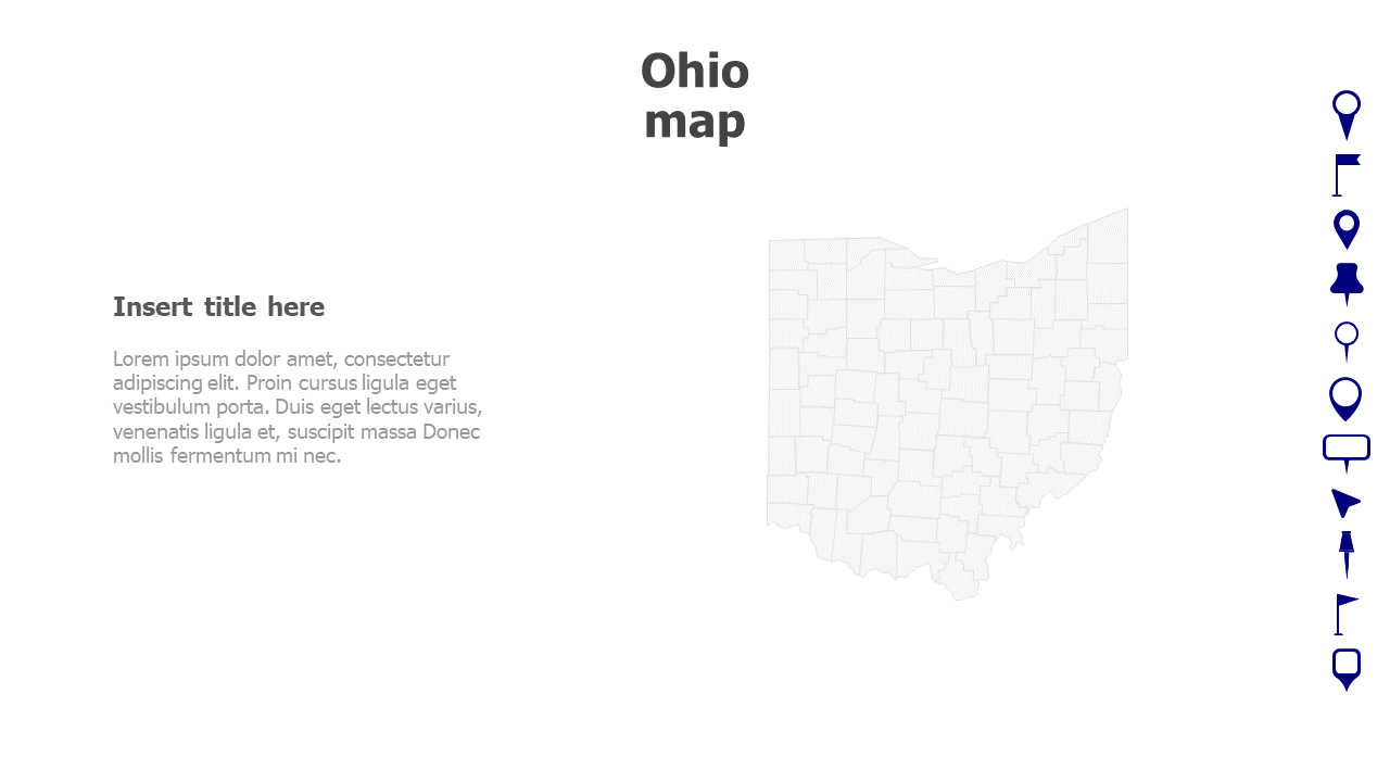Map,Editable map,pins,countries,counties,infographics,continent,powerpoint,powerpoint infographics,Google slides,Keynote,Ohio map