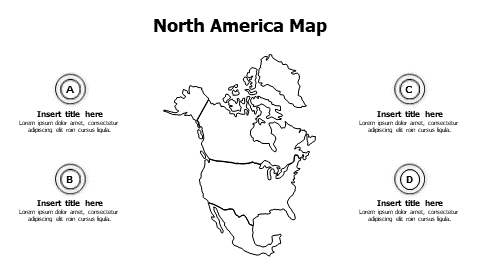 4 points outline North America map infographic