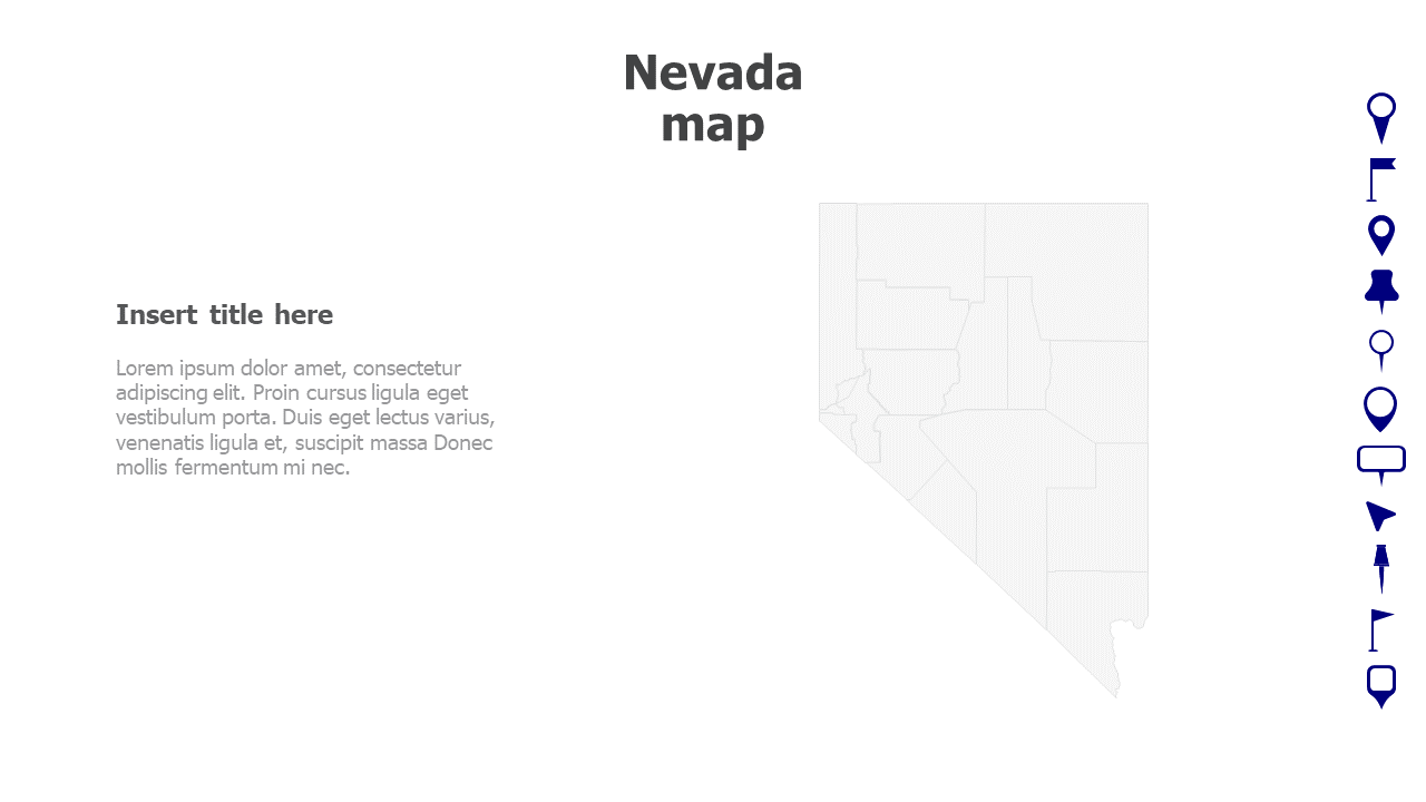 Map,Editable map,pins,countries,counties,infographics,continent,powerpoint,powerpoint infographics,Google slides,Keynote,Nevada map