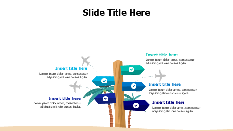 5 colored arrows on island infographic