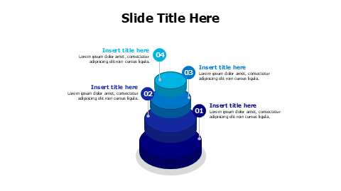 4 3D growing circular blocks infographic