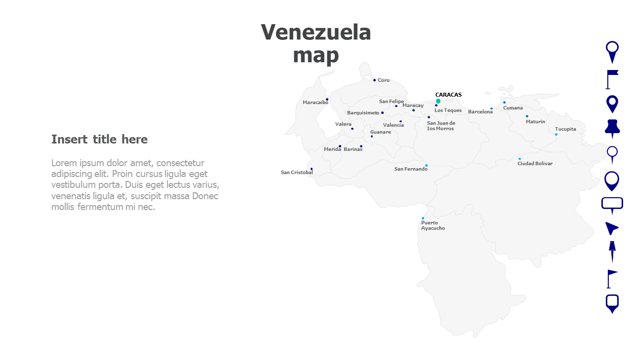 Map,Editable map,pins,countries,counties,infographics,continent,powerpoint,powerpoint infographics,Google slides,Keynote,Venezuela Map