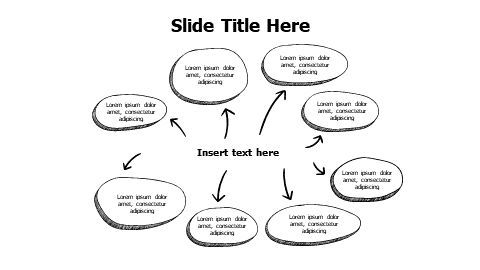8 different sketchy circles with arrows branching infographic