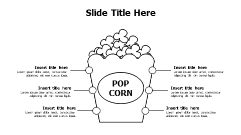 6 points outline pop corn infographic