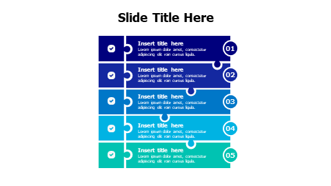 5 points agenda puzzle pieces infographic with numbers