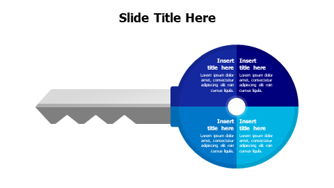 4 points divided colored circle key infographic