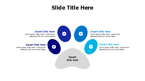 4 points colored paw with icons infographic