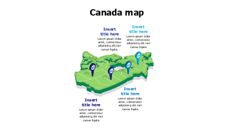 3D Canada map with location pins