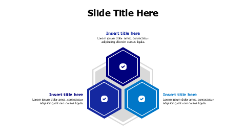 3 colored hexagons infographic