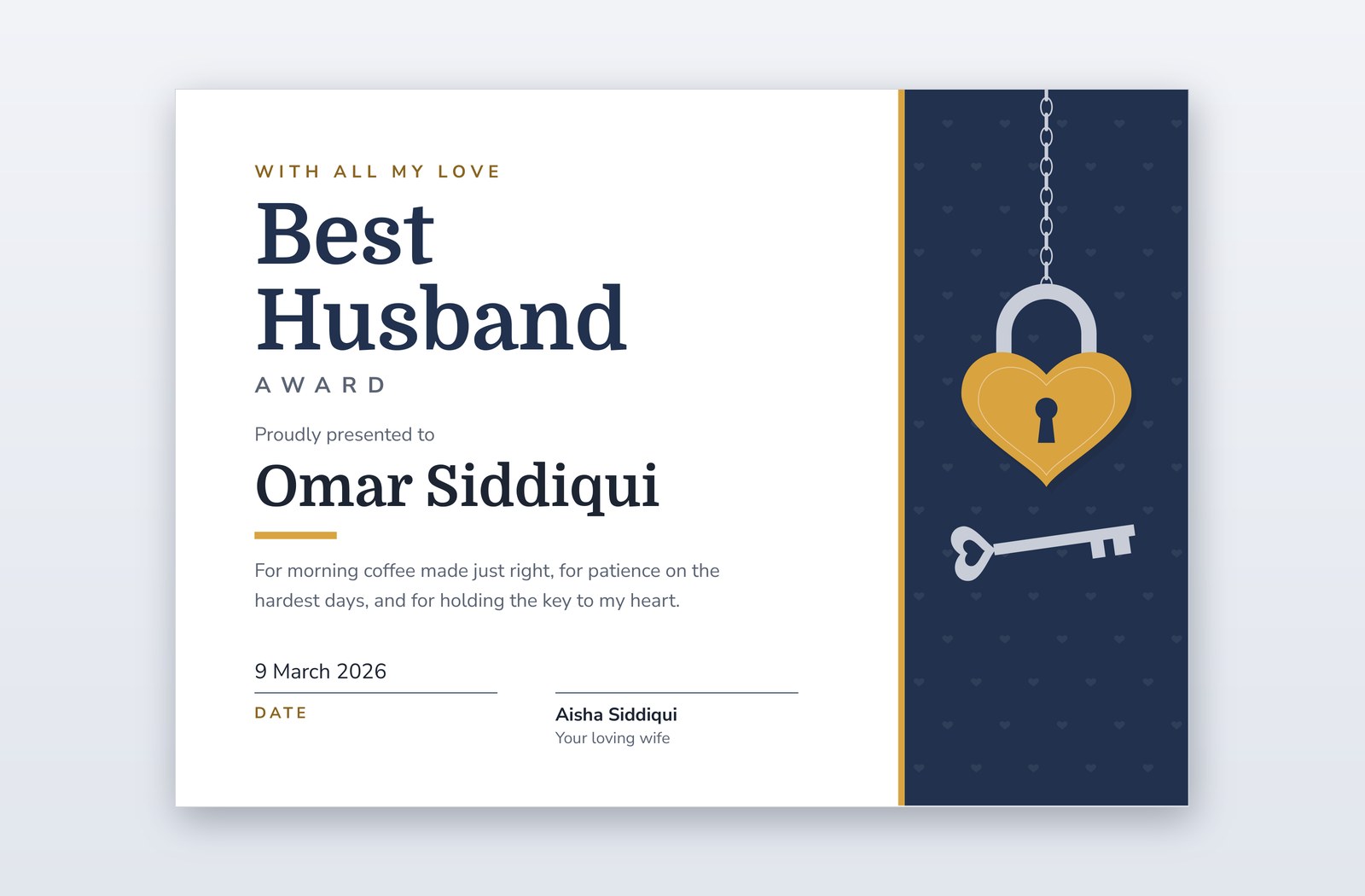 Free Best Husband Award Template – Earnest | PPT-Design