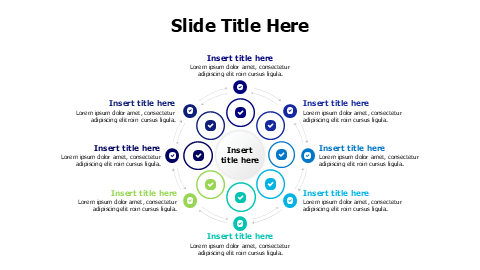 8 points colored circles with arrows infographic