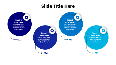 4 colored circles with numbers infographic