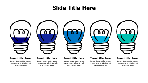 5 points different filling doodle bulbs infographic