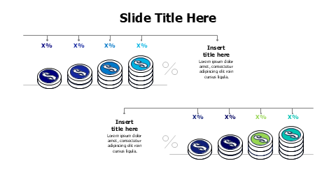 8 points growing flat coins comparison infographic