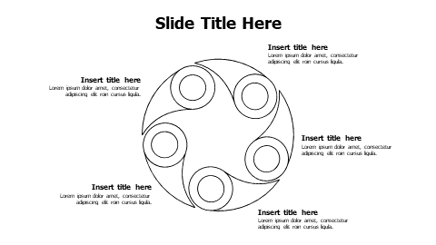 5 points outline wavy shapes with circles infographic