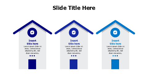 3 points minimal houses infographic with icons