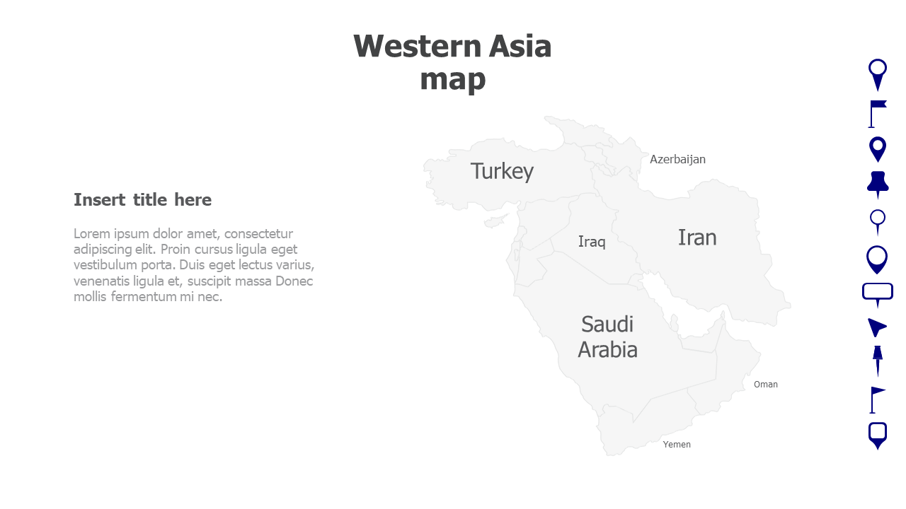 Map,Editable map,pins,countries,counties,infographics,continent,powerpoint,powerpoint infographics,Google slides,Keynote,Western Asia