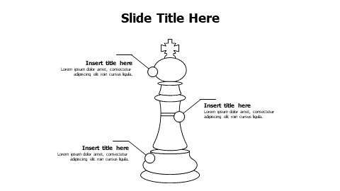 3 points outline chess king infographic