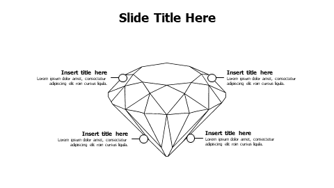 4 points 3D outline diamond infographic