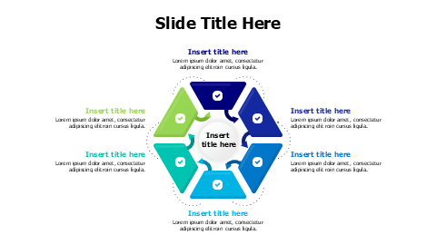 6 points divided rounding circle with arrows infographic
