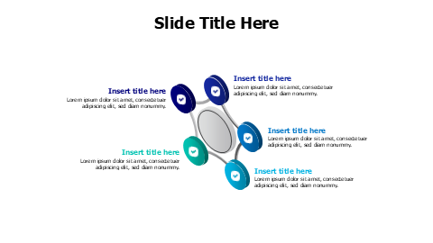5 points rounded 3D infographic with icons