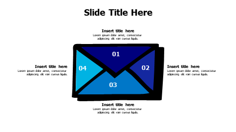 4 points colored doodle envelope infographic