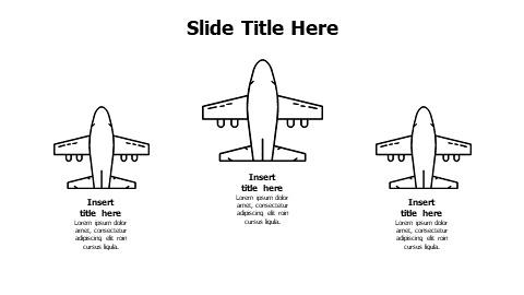 3 points outline flying air planes infographic