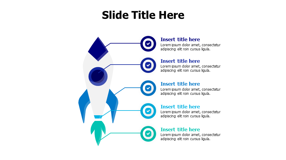 5 colored circles from a rocket infographic-5488 PowerPoint Template
