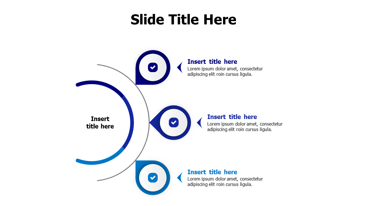 3 points from a curved line with icons infographic PowerPoint Template