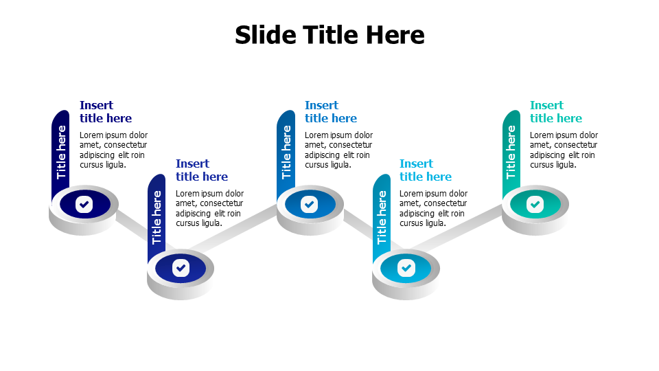 5 points 3D signs with icons infographic