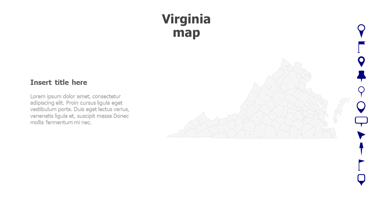 Map,Editable map,pins,countries,counties,infographics,continent,powerpoint,powerpoint infographics,Google slides,Keynote,Virginia map