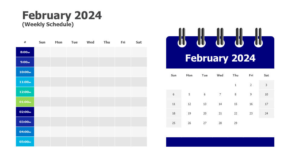 February 2024 weekly schedule