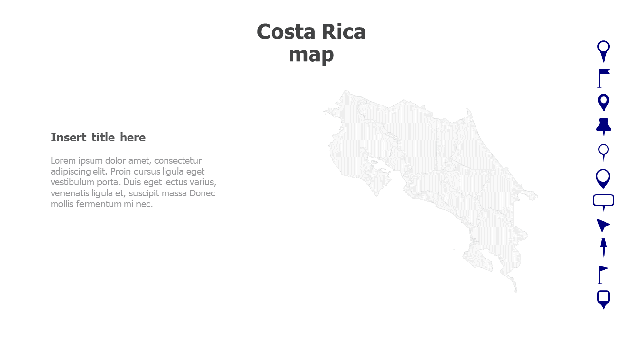 Map,Editable map,pins,countries,counties,infographics,continent,powerpoint,powerpoint infographics,Google slides,Keynote,Costa Rica map