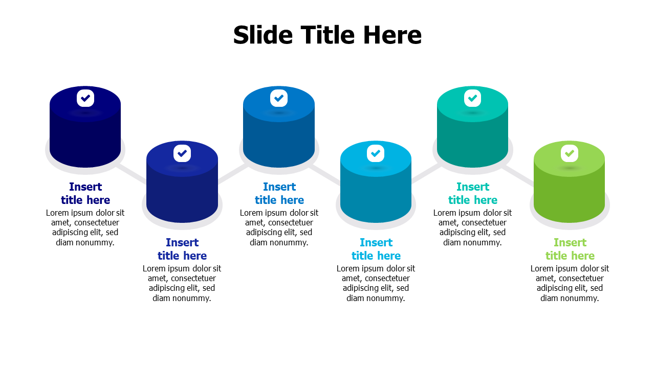 6 points 3D cylinder with icons infographic