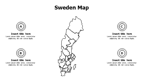 4 points outline Sweden map infographic