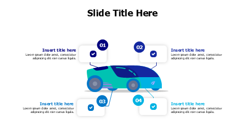 4 points modern colored car infographic