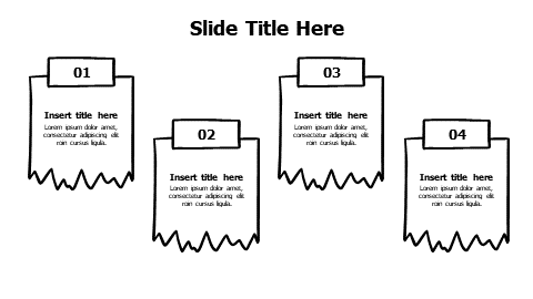 4 points sketchy sticky notes with tapes infographic