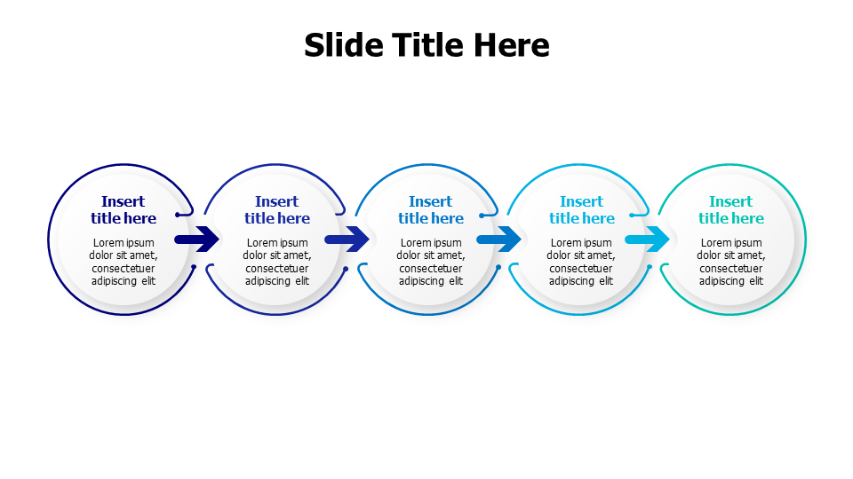 5 steps with arrows timeline template