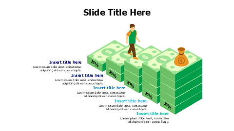 5 points 3D dollar steps infographic