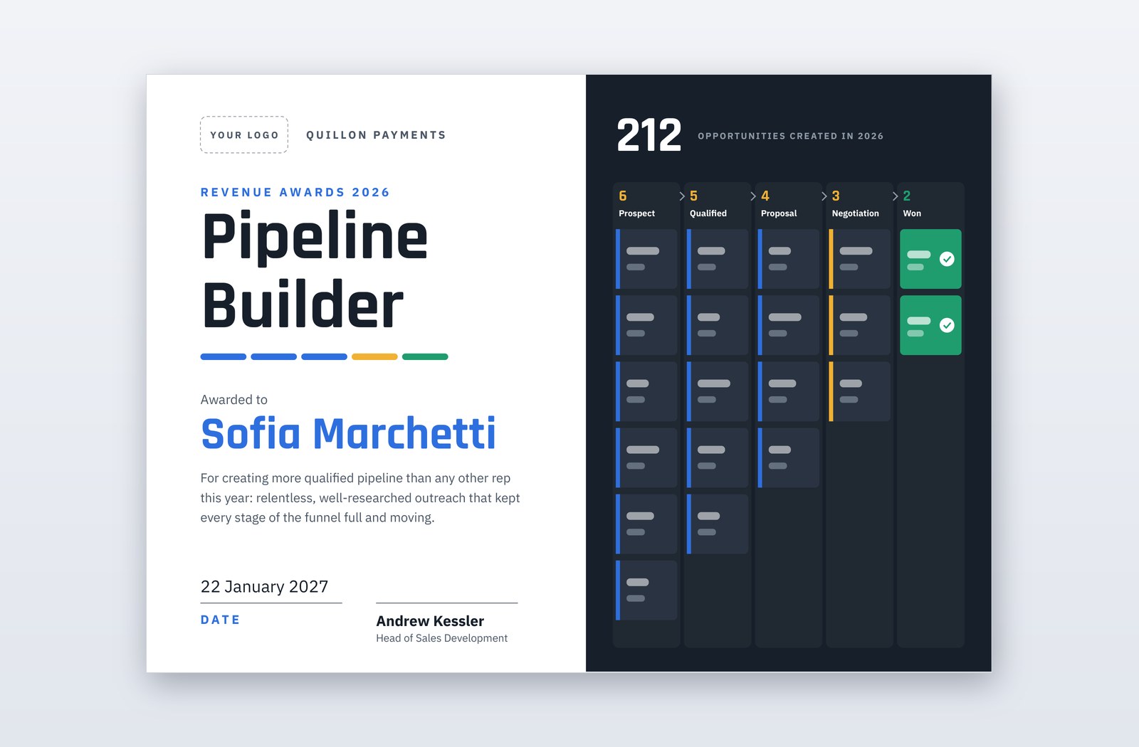 Pipeline Builder Sales Award Certificate Template – Deal Flow