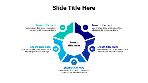 5 points divided colored pentagonal infographic