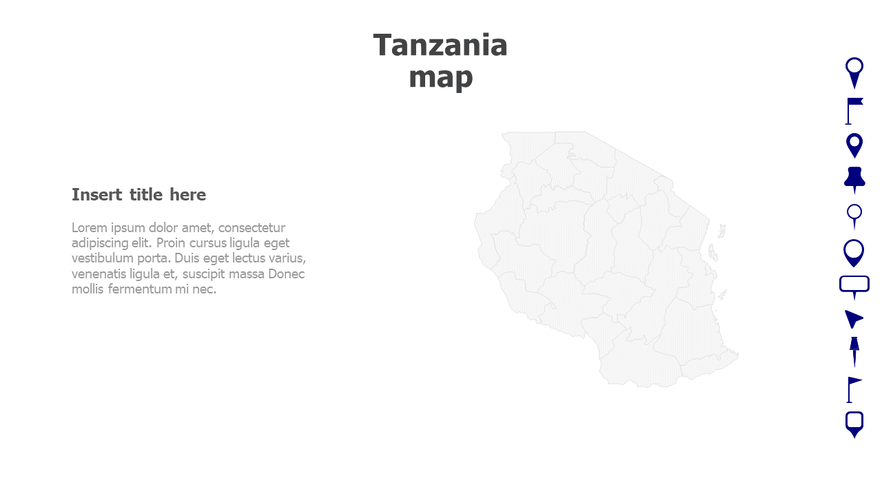 Map,Editable map,pins,countries,counties,infographics,continent,powerpoint,powerpoint infographics,Google slides,Keynote,Tanzania map