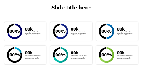 6 Colored doughnut charts dashboard