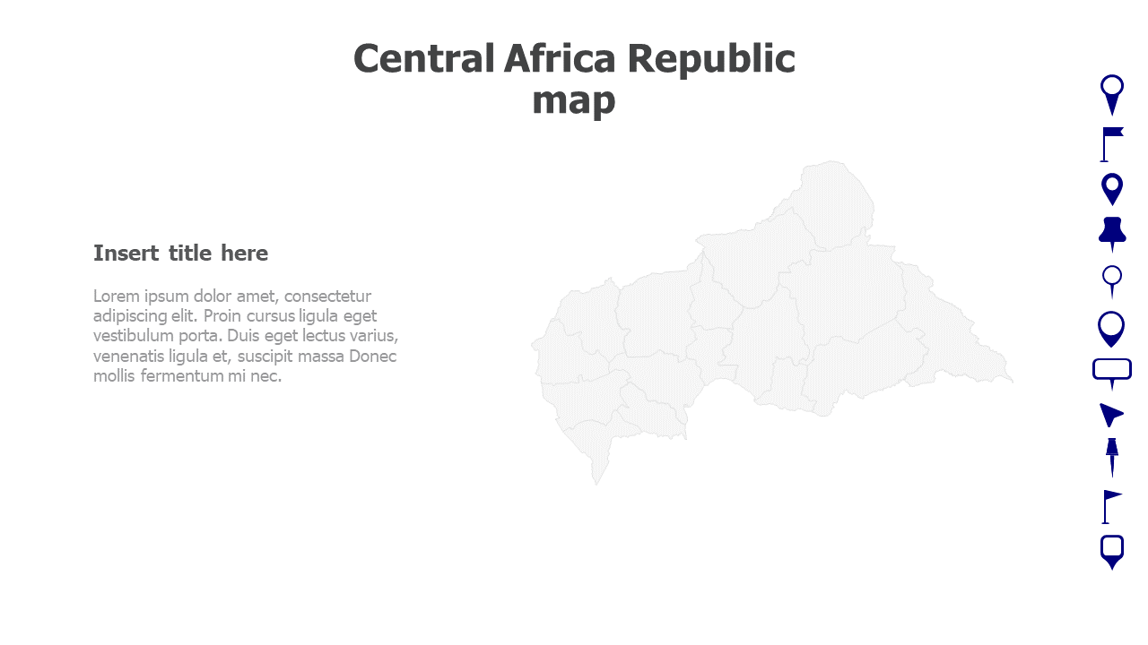 Map,Editable map,pins,countries,counties,infographics,continent,powerpoint,powerpoint infographics,Google slides,Keynote,Central Africa Republic map
