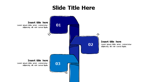 3 points twisted doodle labels infographic with numbers