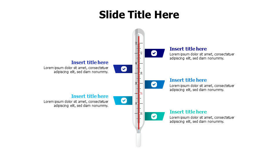 5 points termometer infographic with icons