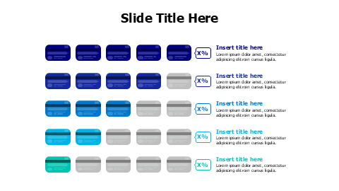 5 points colored visa cards infographic