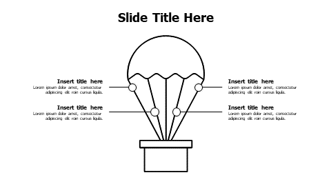 4 points outline hot-air ballon infographic