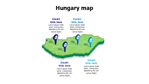 Hungary 3D map with location pins