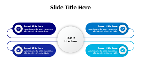 4 points colored curved blocks with icons infographic